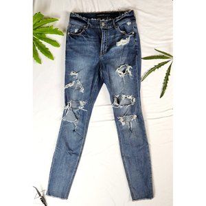 Distressed Women's Express Hi Rise, Ripped & Torn, Ankle Legging Jeans Size: 2 L